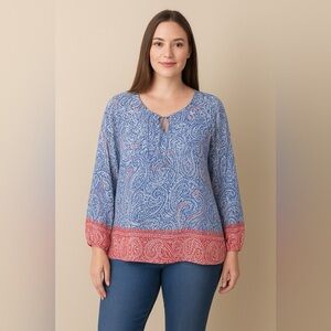 Ariat Women’s Boho Paisley Long Sleeve Peasant Blouse | Size Small